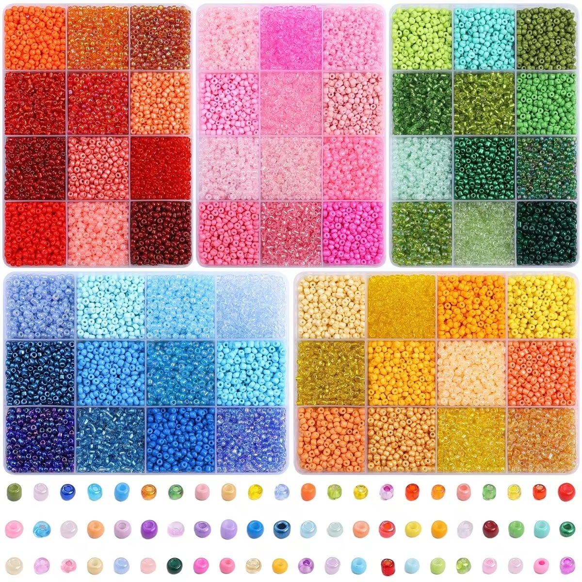 Jewelry Making Online - 3600pcs 3mm Glass Seed Beads, Assorted
