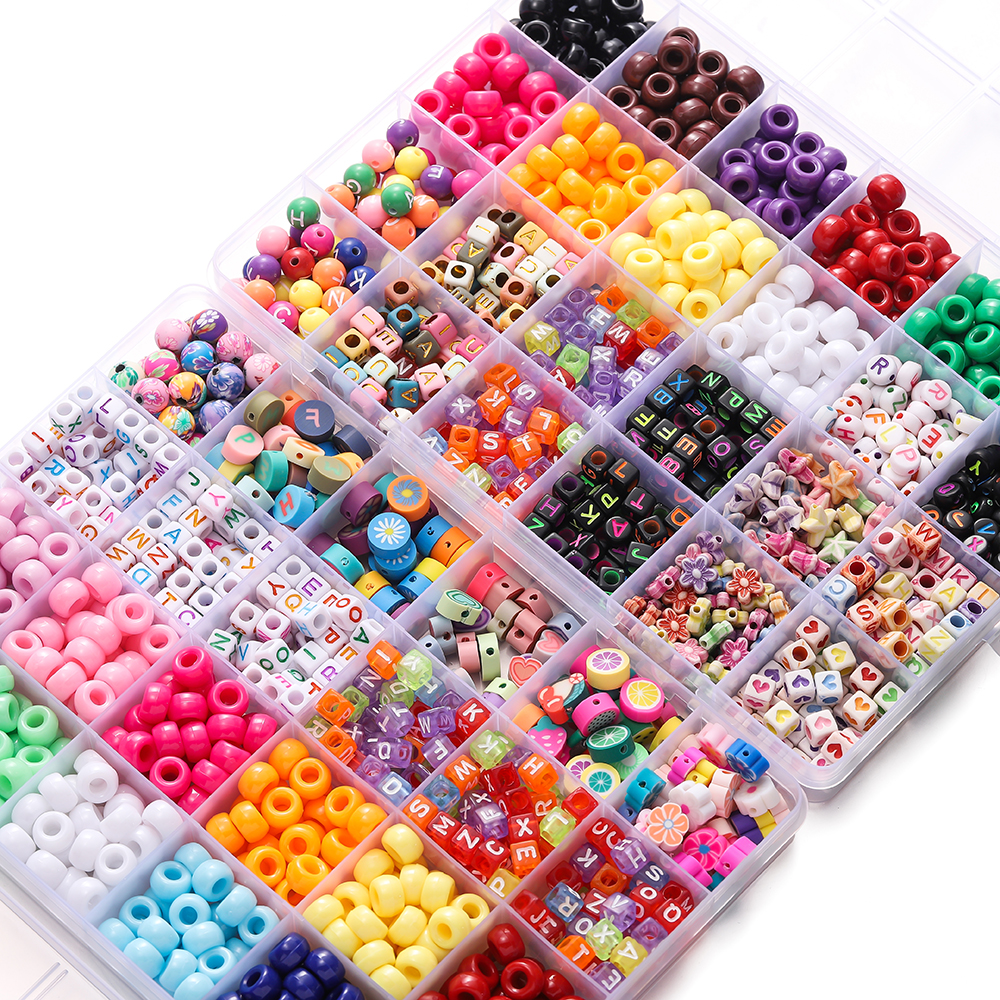 Jewelry Making Kit For Beginners - 680pcs/Box Colorful Acrylic Pony Bead Square