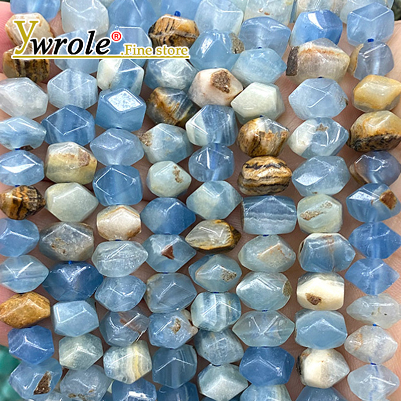 Jewelry Making Process - Gem Rough Processed Rondelle Blue Calcite