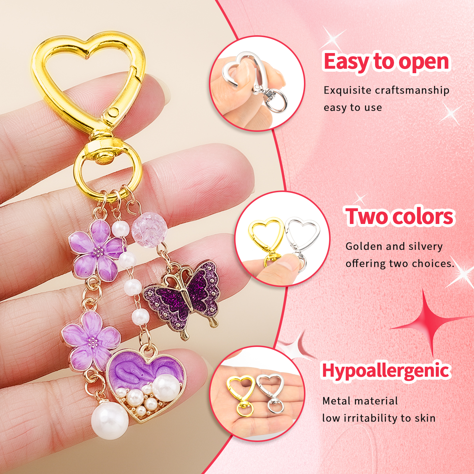 10pcs Metal Heart Lobster Claw - Jewelry Making Kit For Beginners recension och pris