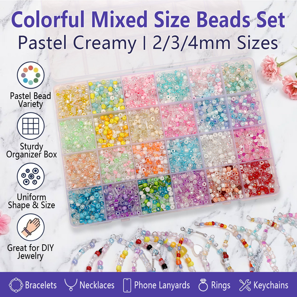 24 Grid Mixed Size Glass Seed  - Jewelry Making Online recension och pris