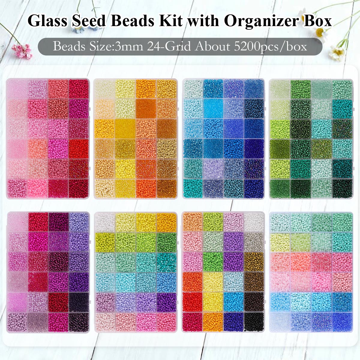 5200pcs 3mm Glass Seed Beads K - Jewelry Making Online recension och pris