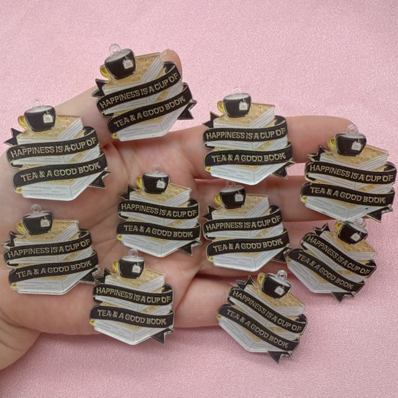 10pcs acrylic book coffee quot - Jewelry Making Quotes recension och pris