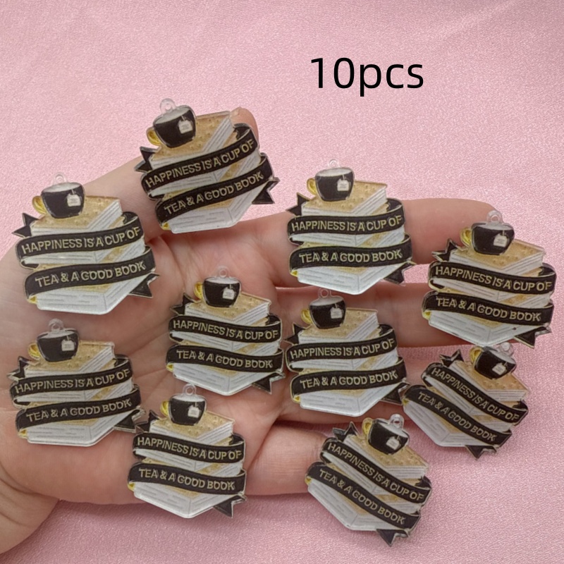 10pcs acrylic book coffee quot - Jewelry Making Quotes recension och pris