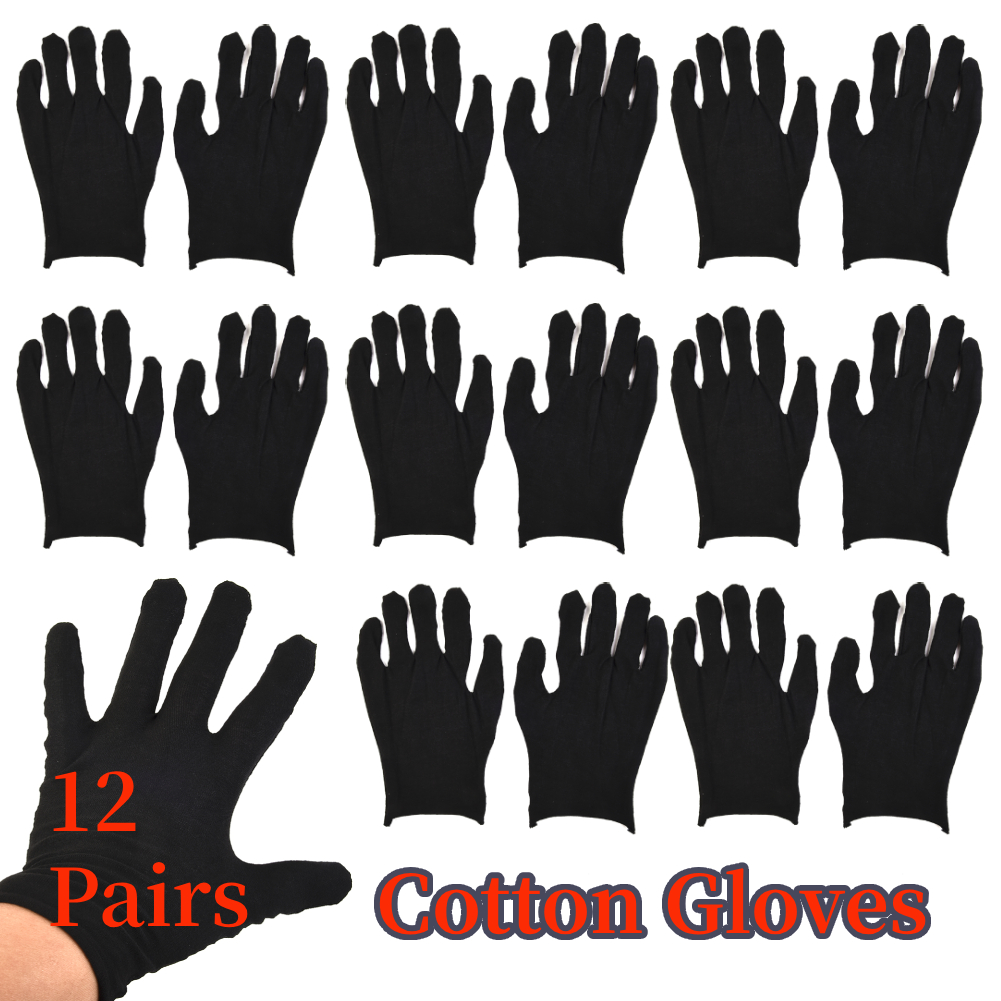 12 Pairs Black Cotton Gloves S - Jewelry Making Gloves recension och pris