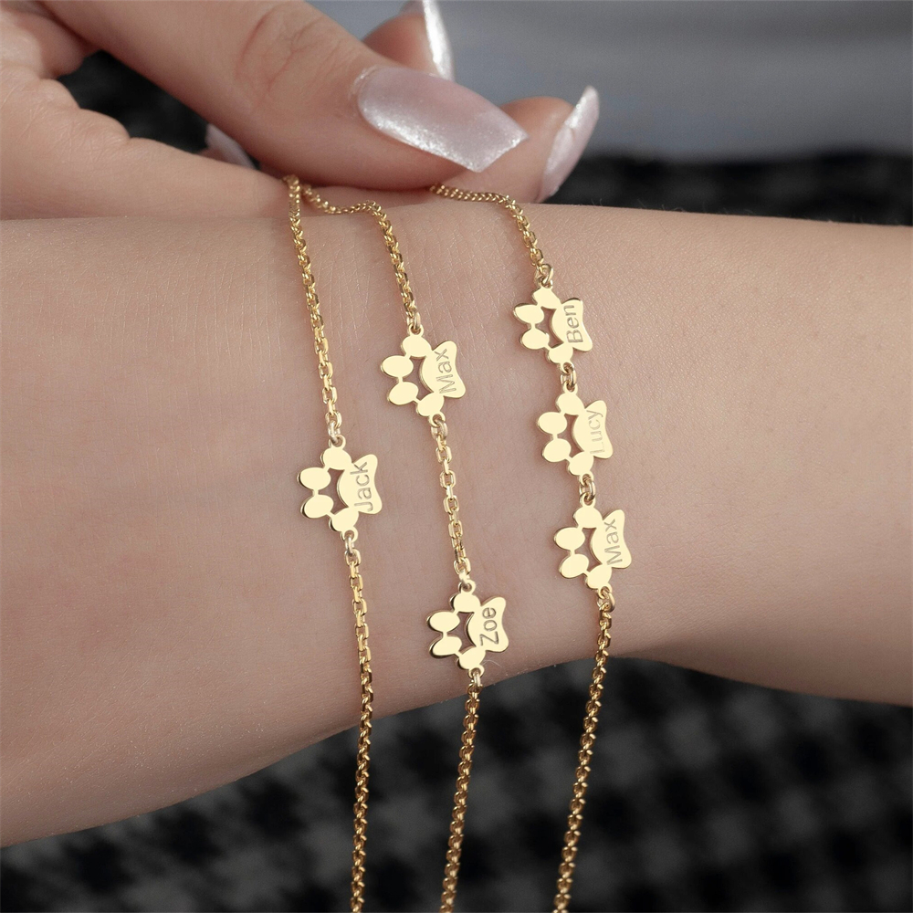 Pet Name Jewelry Dog Paw Print - Memory Wire Bracelet recension och pris