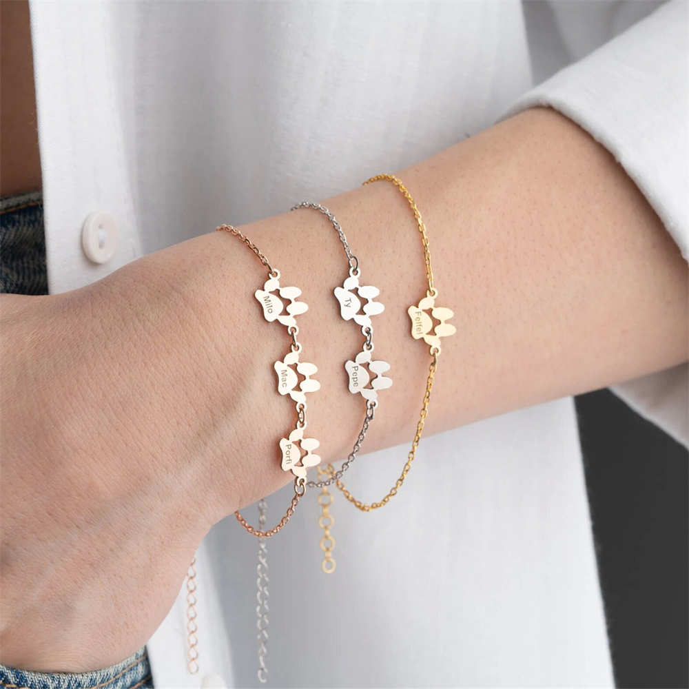 Pet Name Jewelry Dog Paw Print - Memory Wire Bracelet recension och pris